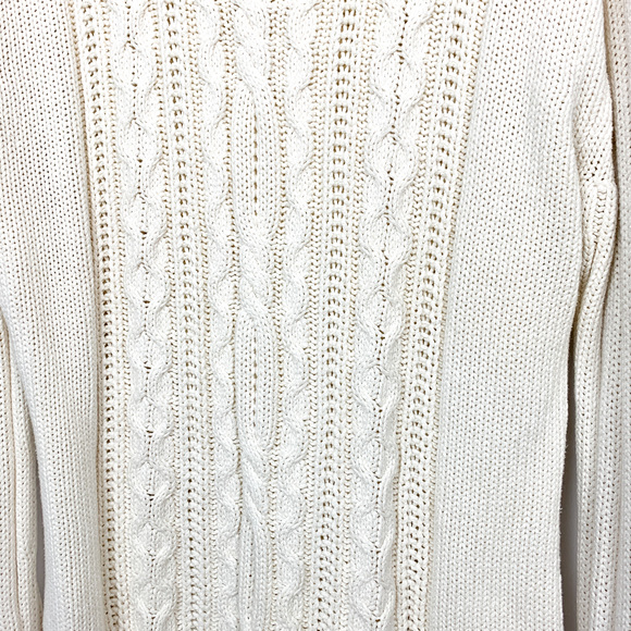 One on One Off-White Long Sleeve Cable Knit Sweater - Picture 10 of 11